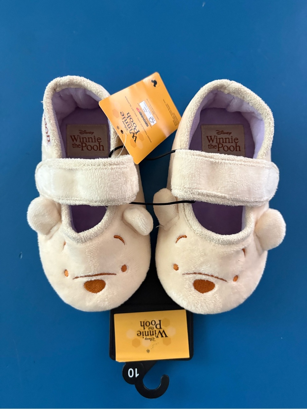 Disney Winnie The Pooh 3D Plush Toddler Girl Ballet Slippers Cozy Yellow Sz. 10